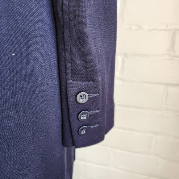 CAbi Lido Navy Blue Ponte Knit Front Button Long Blazer Jacket #5093 Size M - Picture 8 of 10
